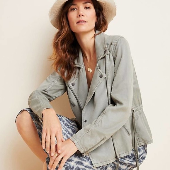 Anthropologie Jackets & Blazers - NEW Anthropologie Marrakech Ronika Draped Moto Jacket Moss Green
